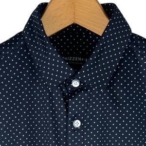 Mizzen Main Performance Short Sleeve Button Down Shirt Men S Navy Polka Dot Trim